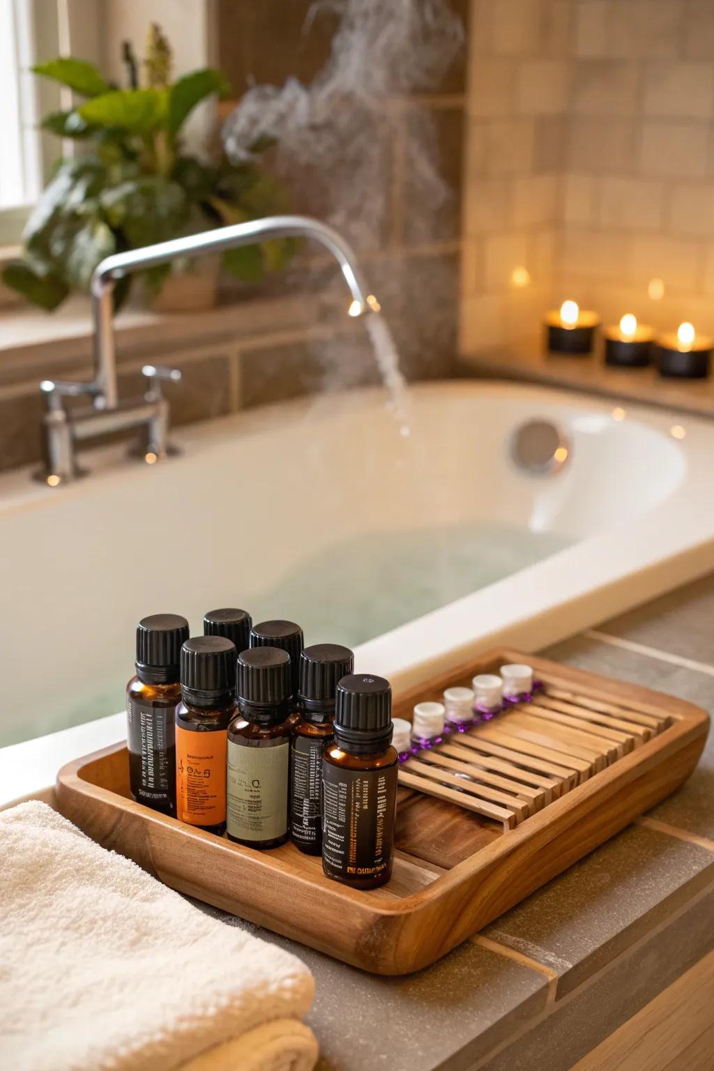 Fragrant oils transform your bath into an aromatic retreat.