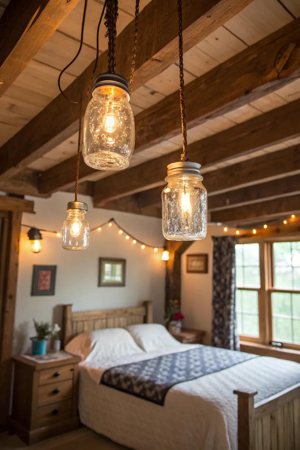 Conserve jar illumination introduces a comfortable, country ambiance.