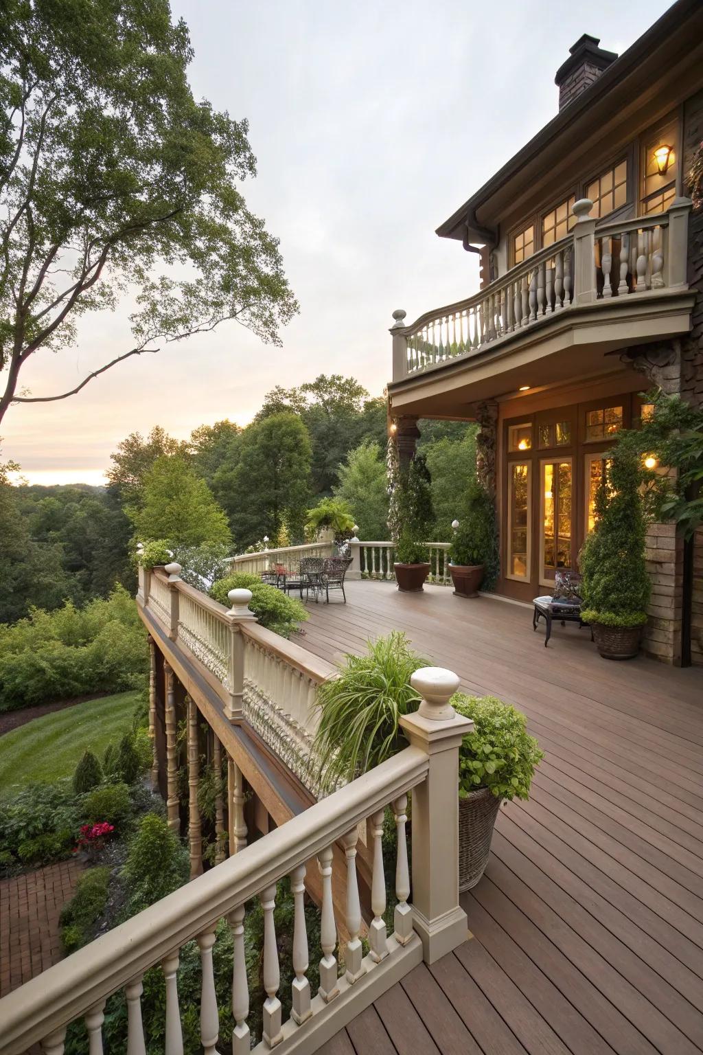 An ageless wooden deck that radiates warmth and natural beauty.
