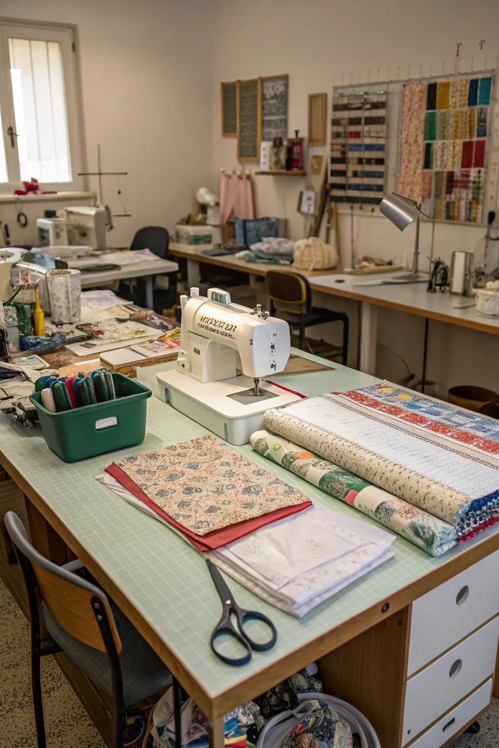 A spacious crafting table is vital for efficient and enjoyable sewing.