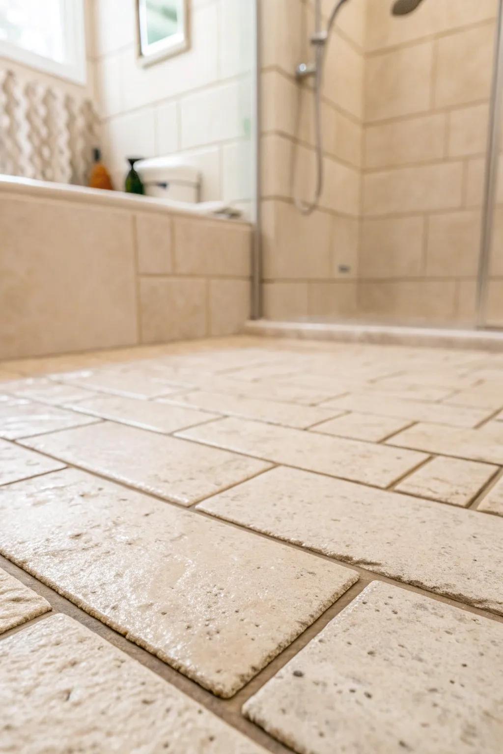Understated hues foster a calm and minimalist shower ambiance.