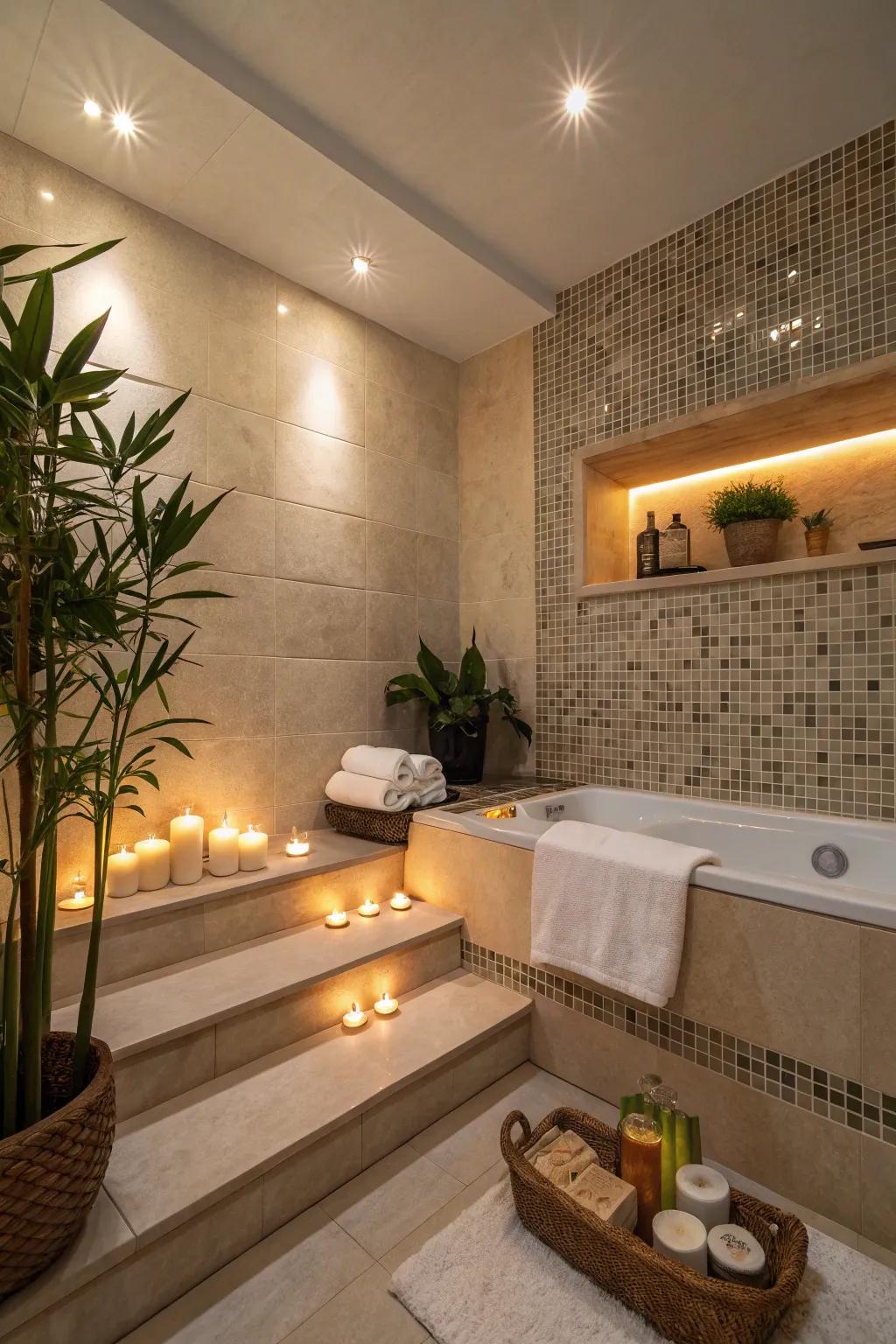 Lights that dim can turn your shower into a peaceful escape.