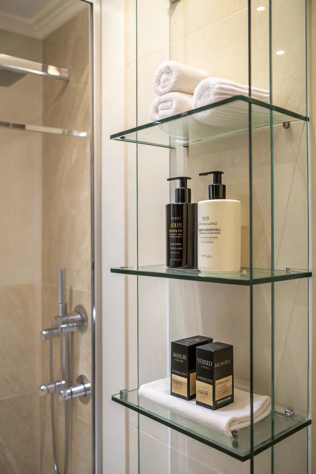 Crystal racks introduce a sophisticated touch to every shower environment.