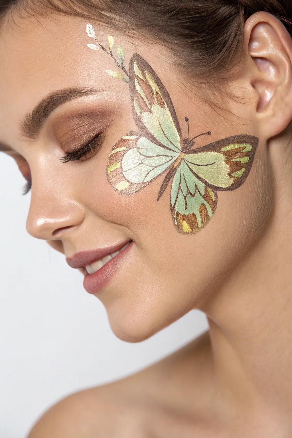 Embrace nature's sophistication with this simple yet striking butterfly visage art design. A seamless mix of simplicity and boho charm, it’s a real celebration of natural beauty.