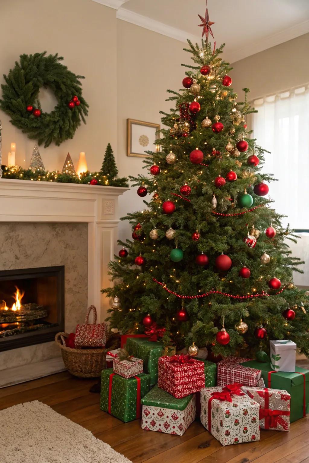 Traditional warmth with ruby and emerald.