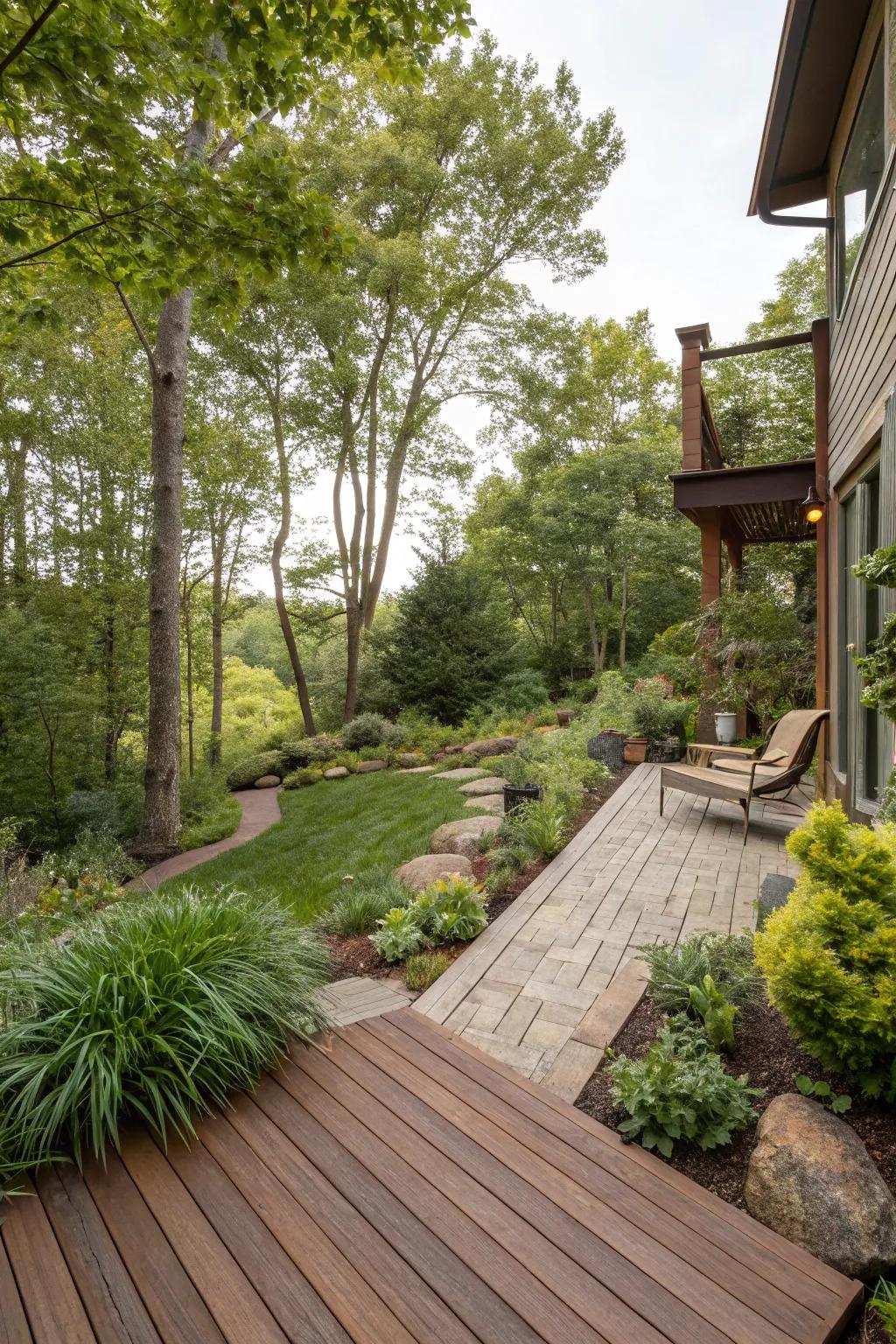 Integrating your deck with the backyard fosters a cohesive outdoor setting.