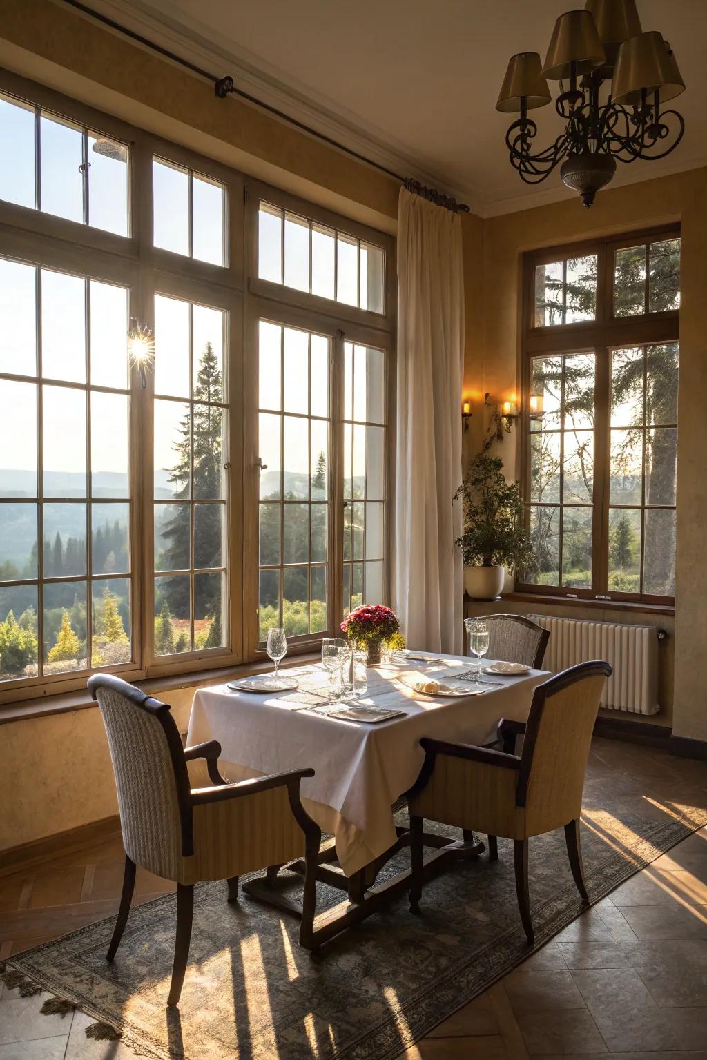 Sunlight fashions a warm and inviting ambiance.
