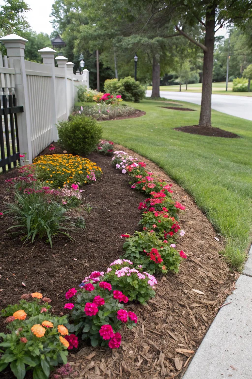 Mulching keeps your flower bed tidy and easy to maintain.