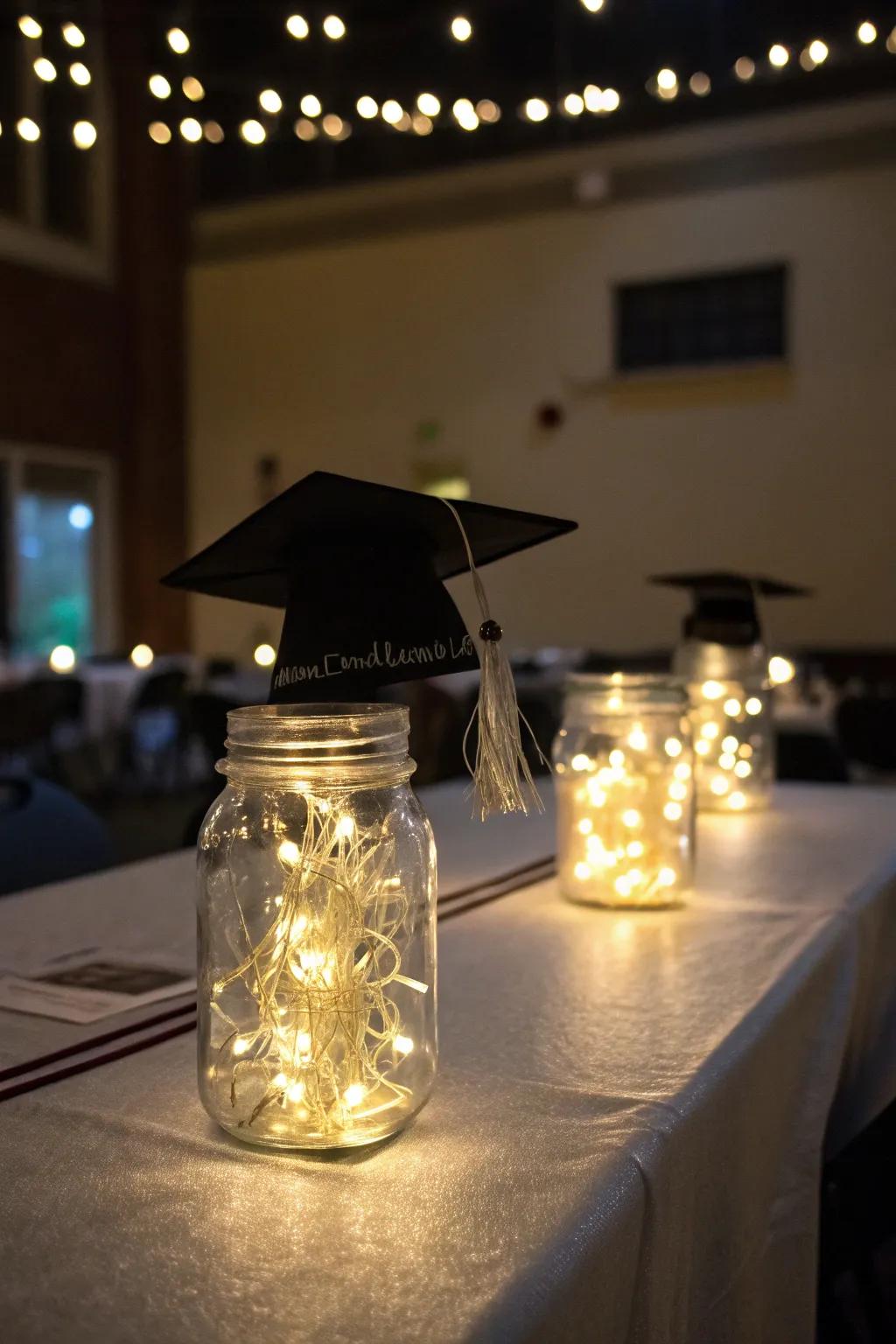 Illuminated vessels bestowing a warm glow upon the festivity.