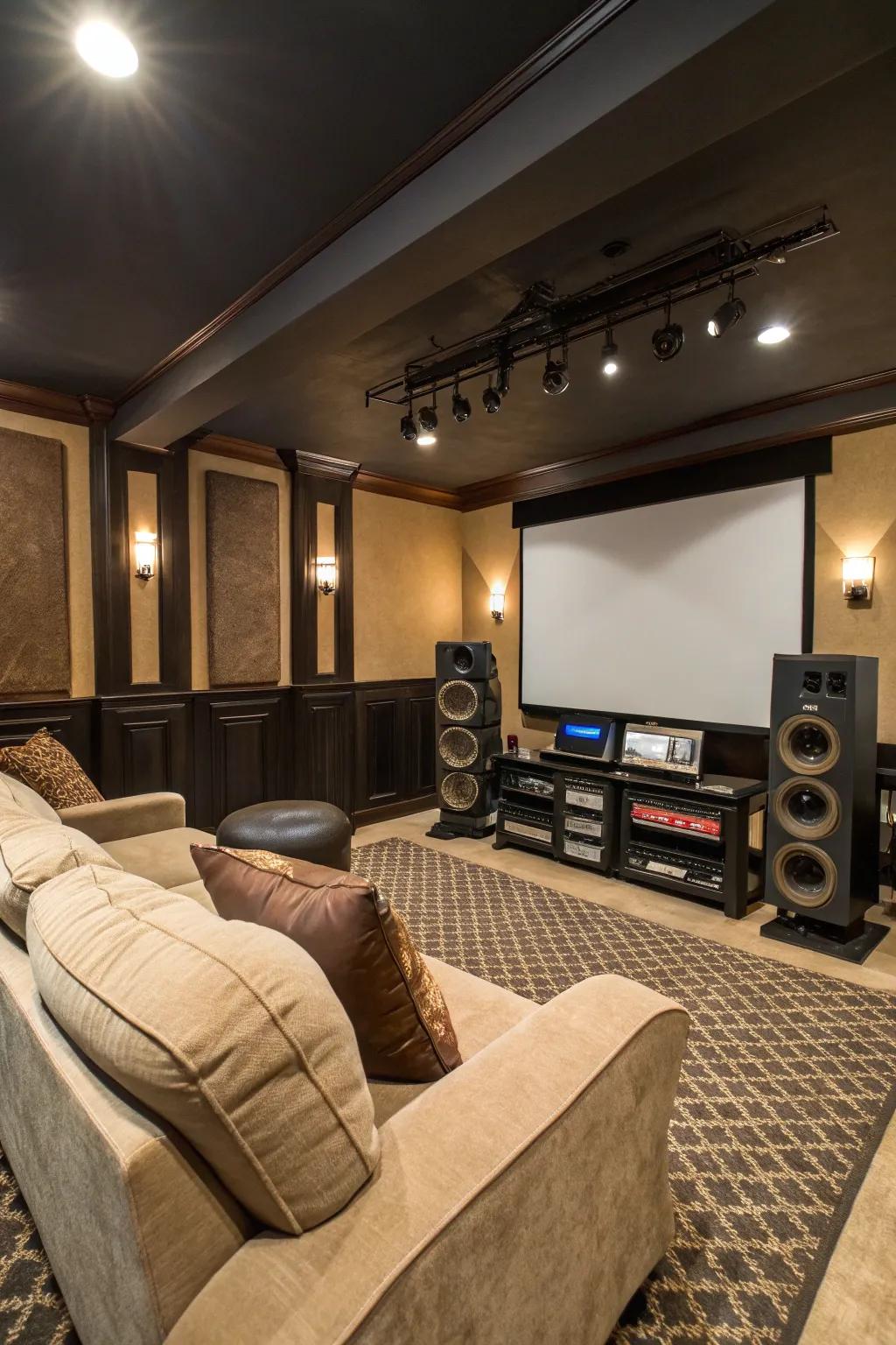 A surround sound system makes the cinema experience amazing.