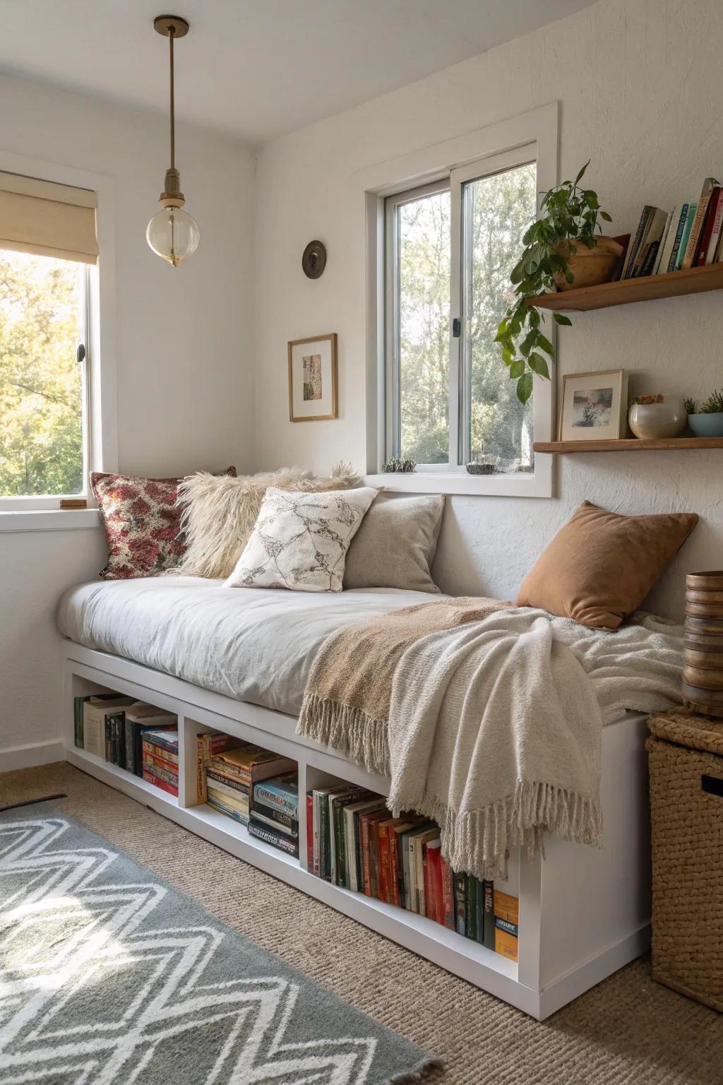 Versatile furnishings maximize space and functionality.