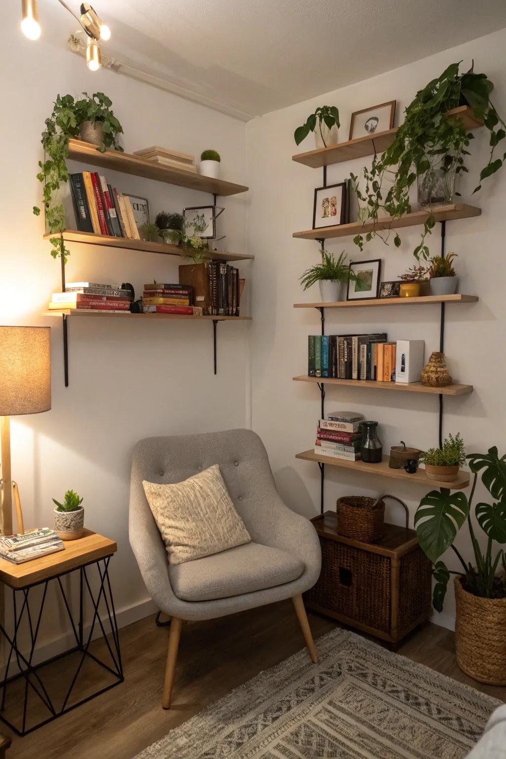 Vertical storage that saves floor space.