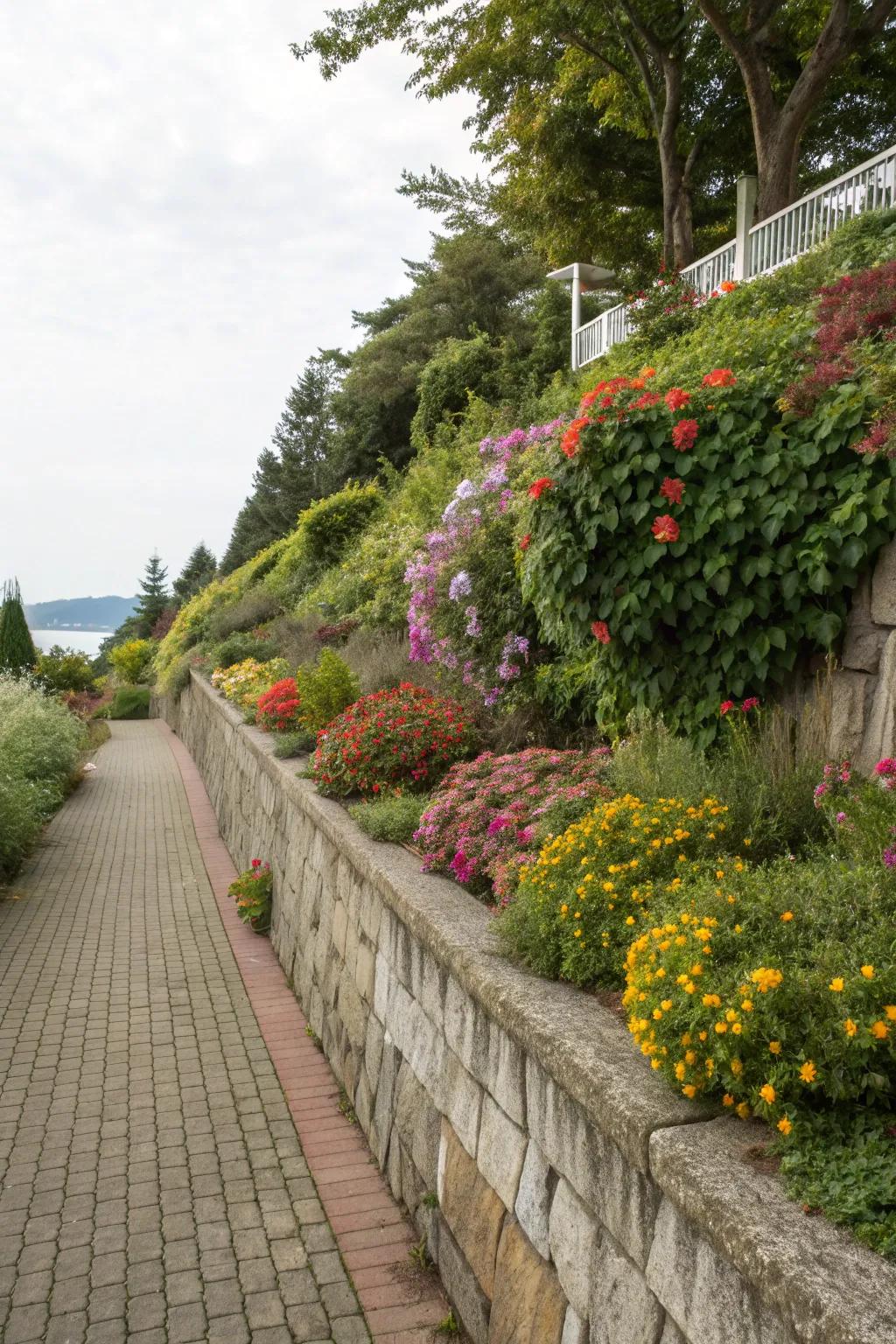 Integrating flora with supporting partitions elevates garden allure.