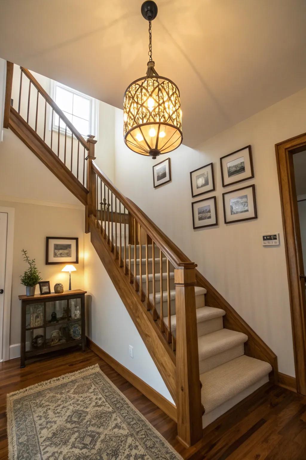 Stylish lighting can transform the mood of your landing.