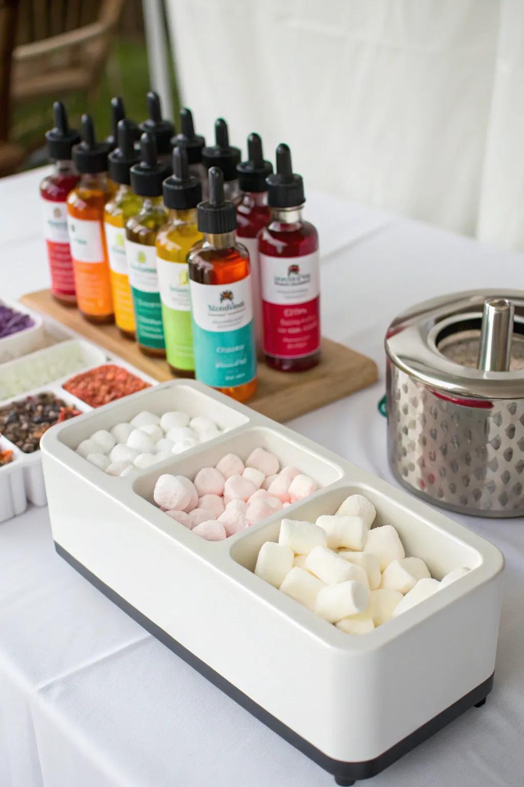 Let visitors flavor their marshmallows for a personalized s'mores experience.
