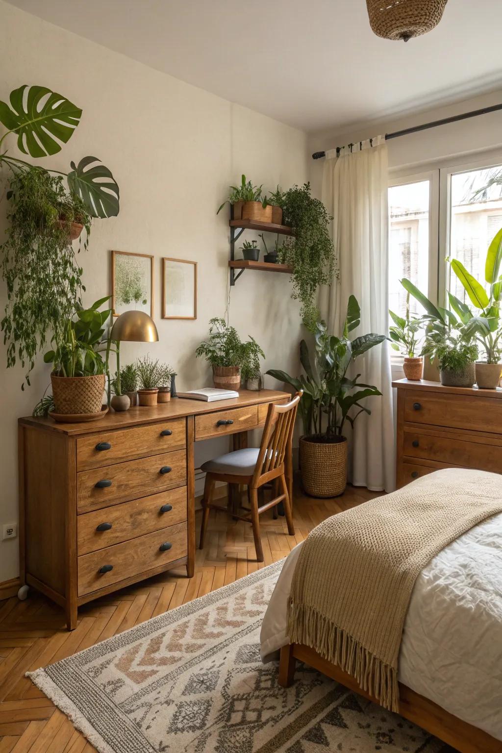 Integrating elements of nature creates a revitalizing and calming atmosphere within your bedroom.