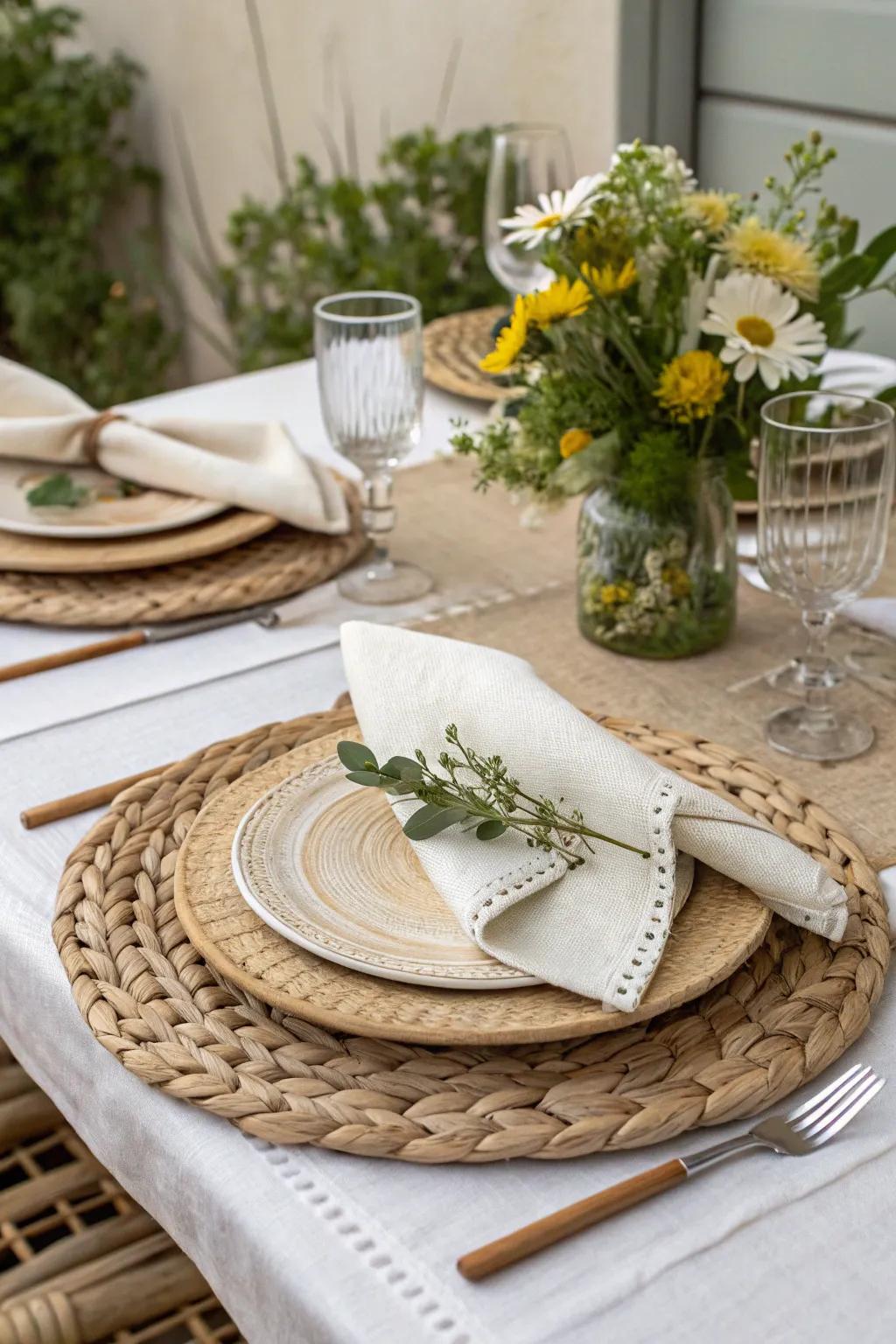 Textural composition injects warmth and profundity into the table.