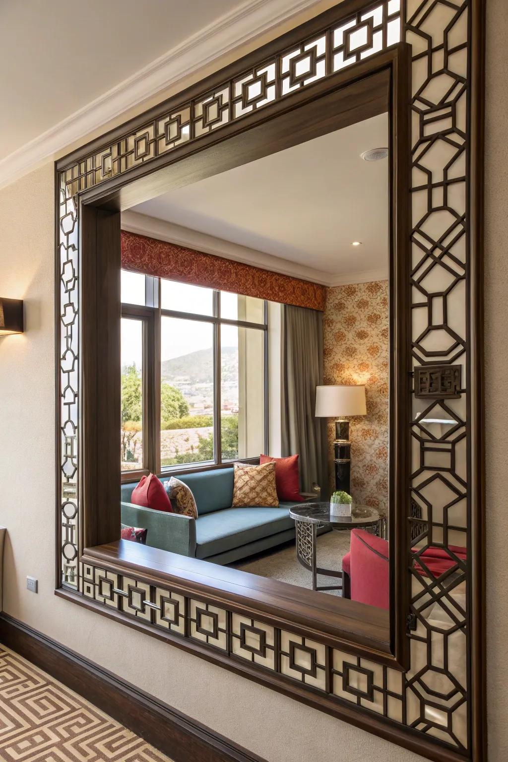 Geometric frame configurations impart a pleasurable and contemporary revision.