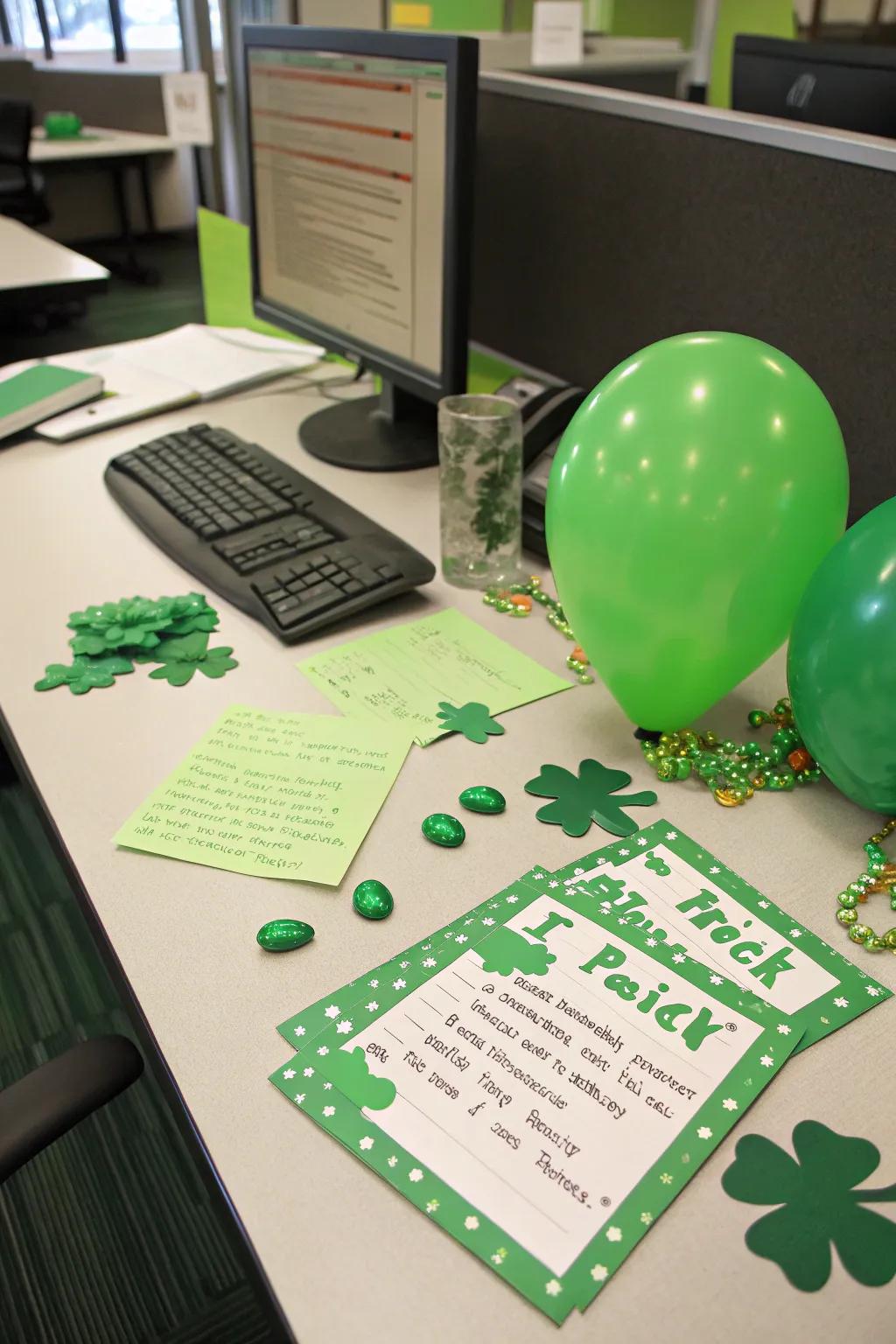 Add some leprechaun mischief with playful office gags.