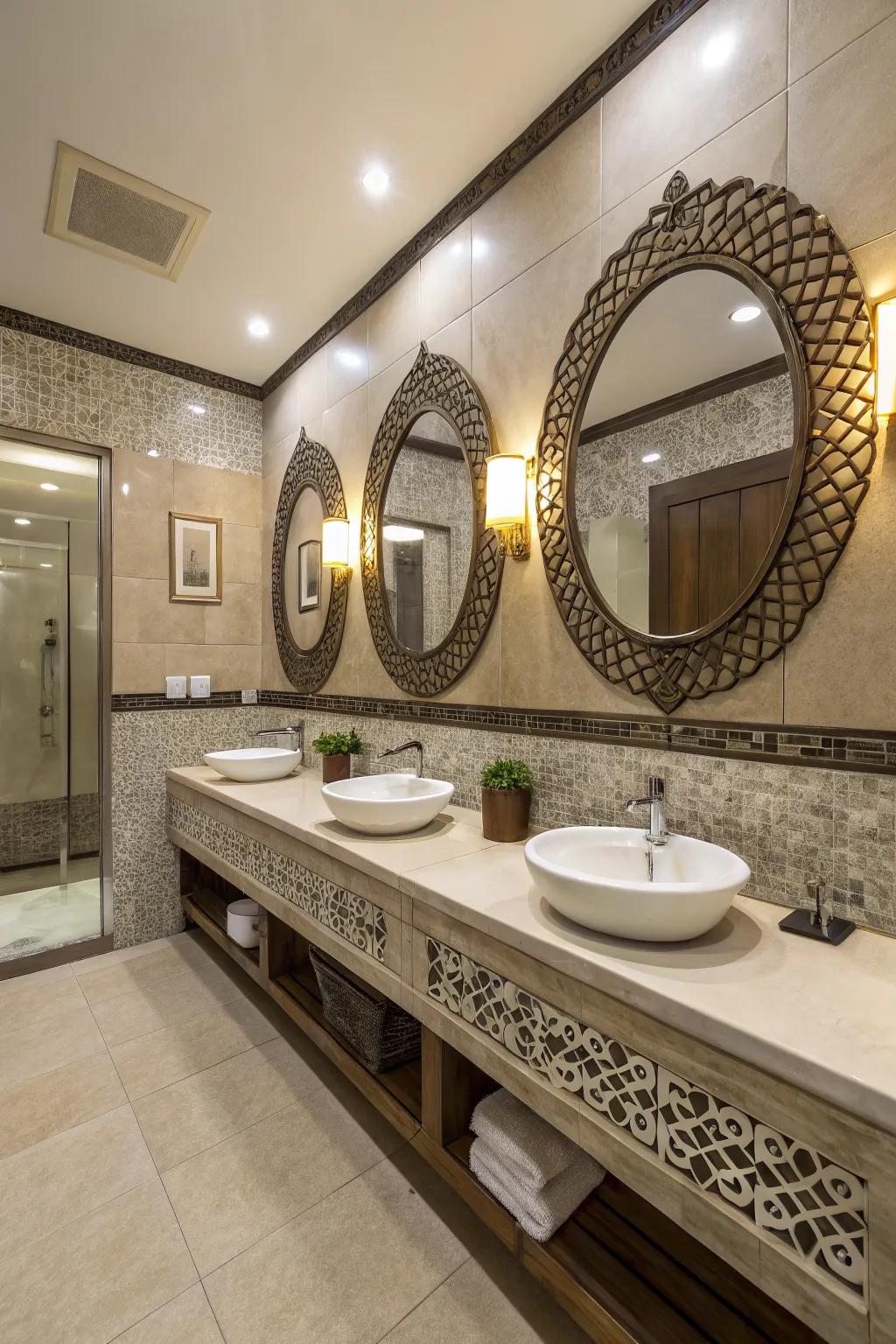 Designer mirrors improve both the style and function of a workplace restroom.