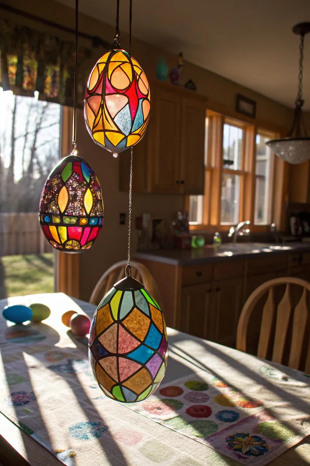 Seasonal stained glass motifs bring festive cheer to your dwelling.