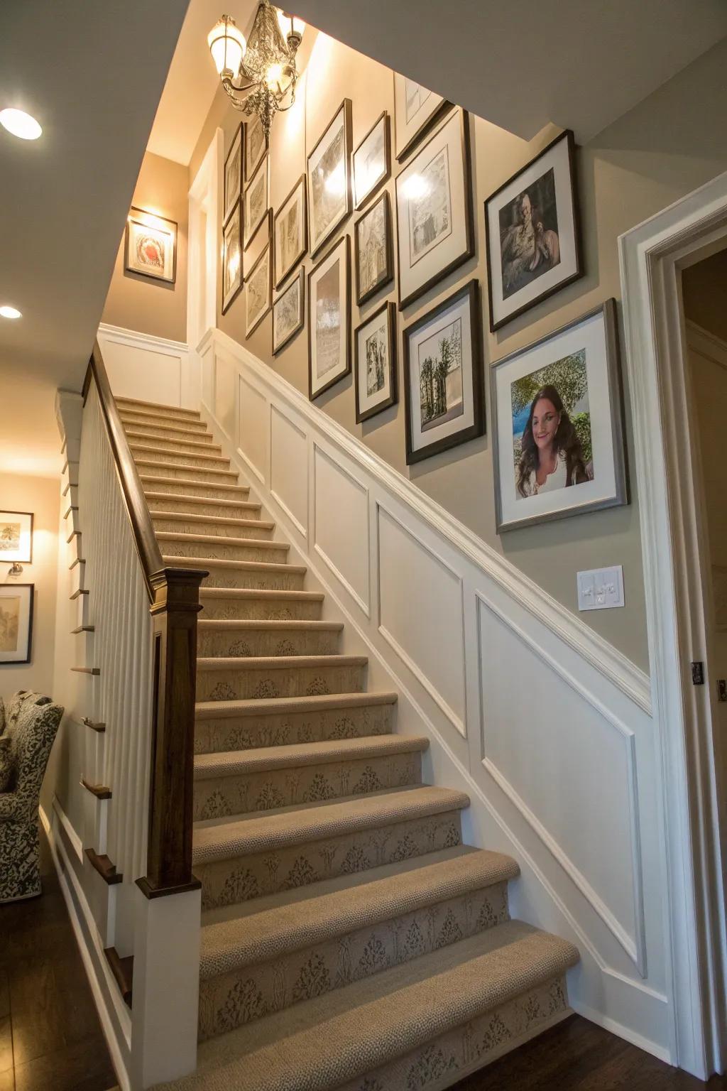 Wall gallery creates a personalized gallery atmosphere.