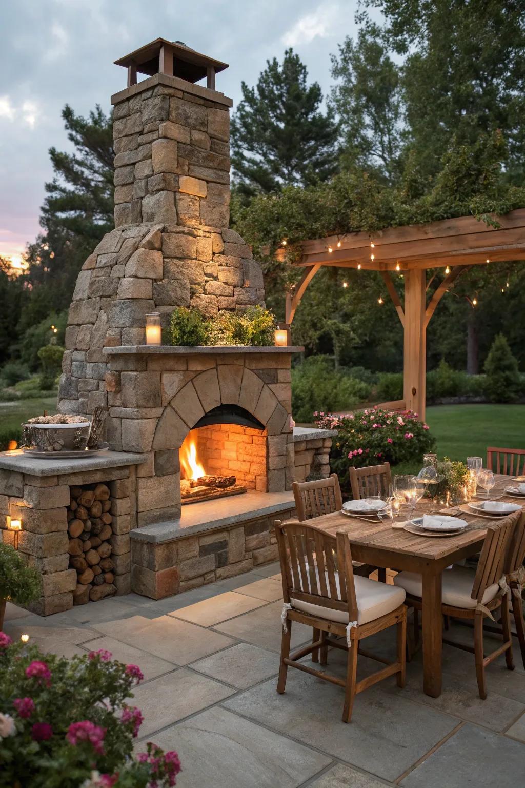 Combine warmth and flavor with a pizza oven fireplace.