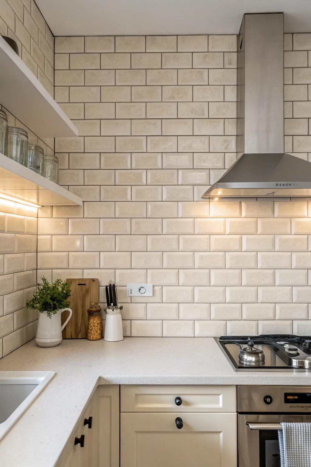 Neutral colors provide a clean and timeless backdrop.