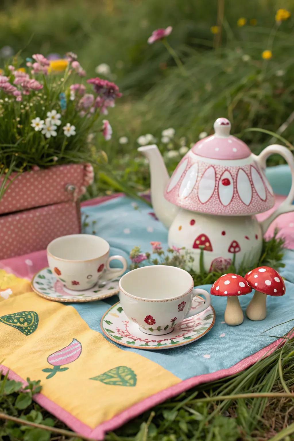 A whimsical tea set with playful forms for a fun twist.