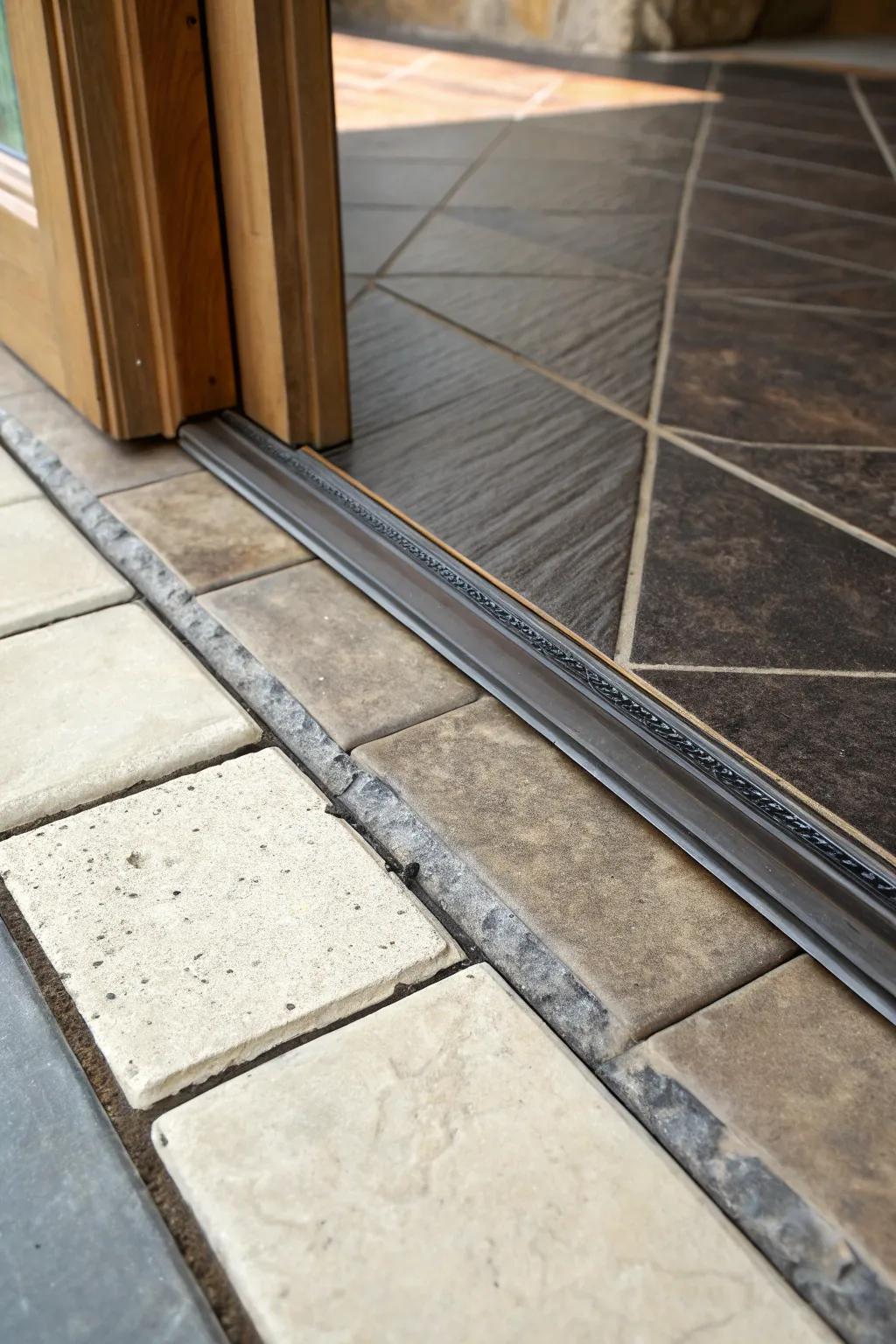 A contrasting threshold elegantly marks the transition.