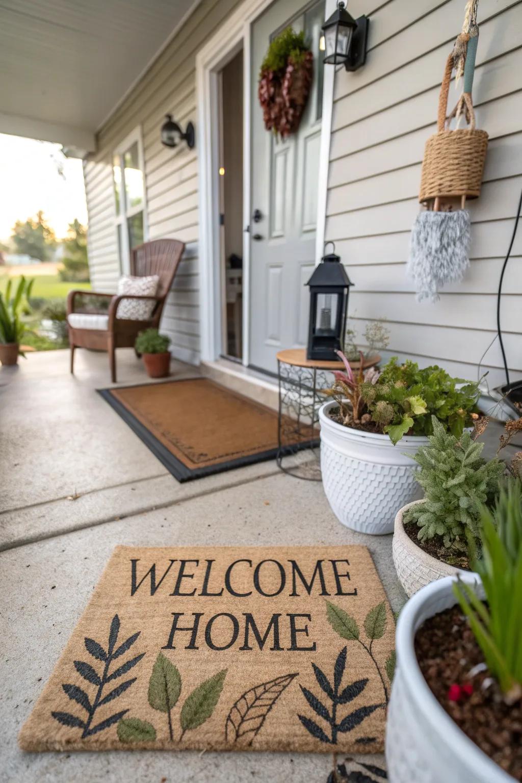 A warm greeting with a personalized mat.