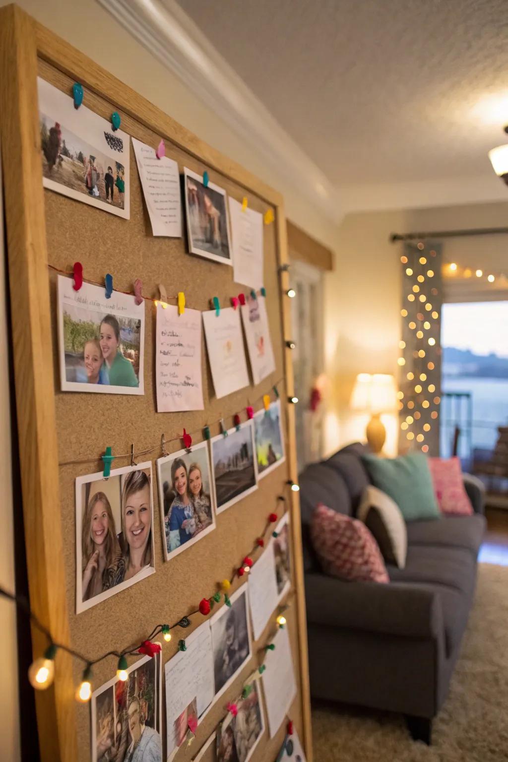 A memory board filled with family photos and cherished recollections.