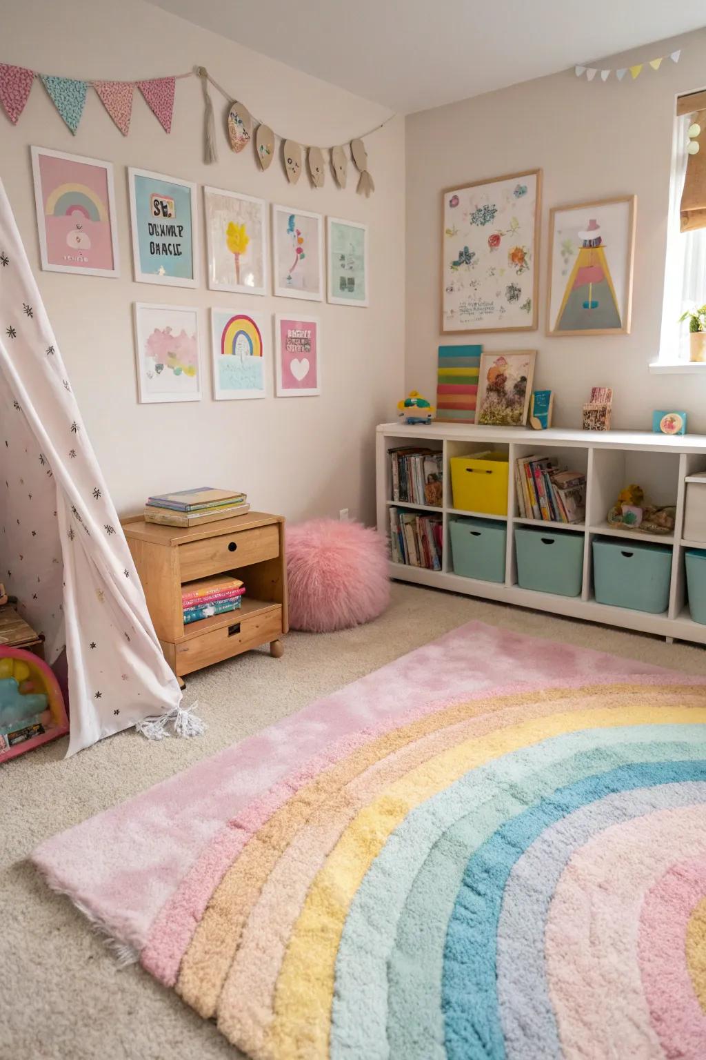 A lavish floor covering adds comfort and style to the room.