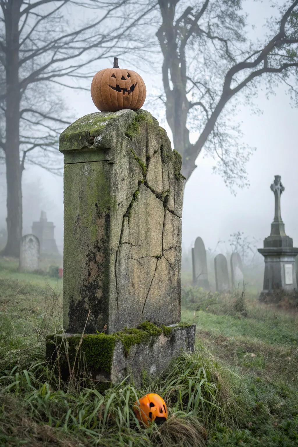 Time-worn gravestones bring credibility to your Halloween decor.