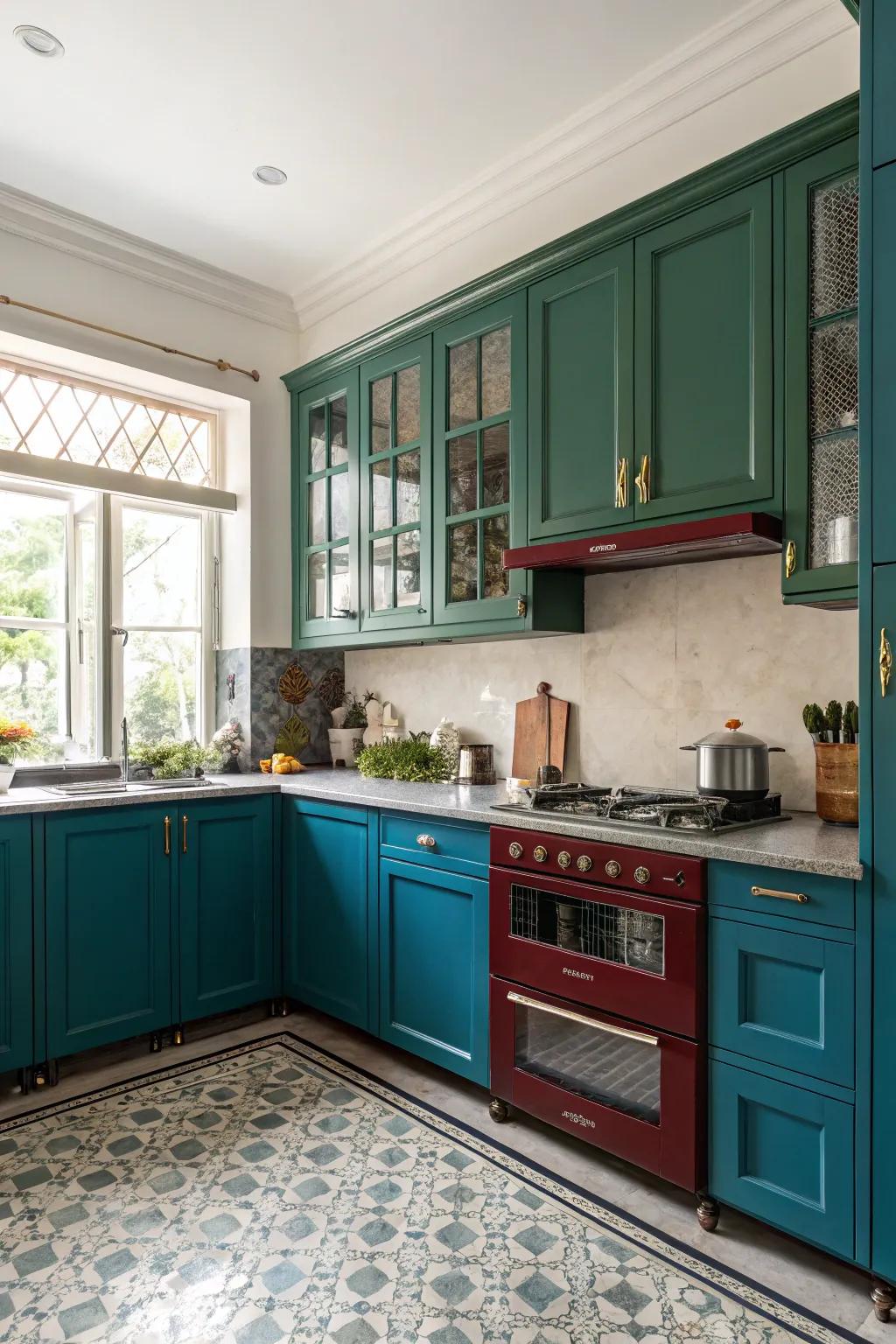 Bold colors such as deep greens or blues can introduce vibrancy and vitality to your kitchen.