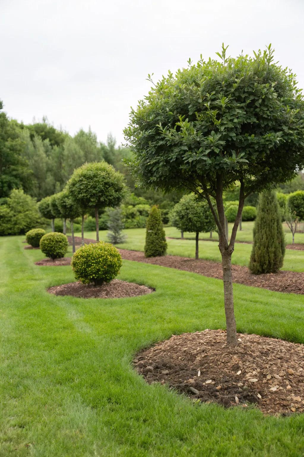 Create striking focal points with distinct groups of trees.