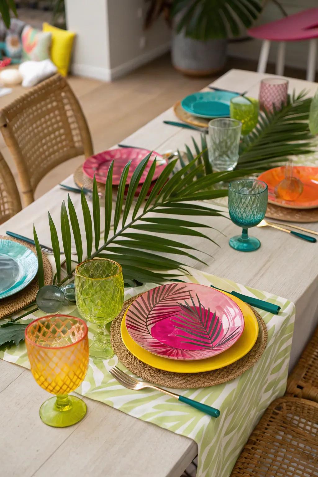 Palm frond liners add elegance and simplicity.