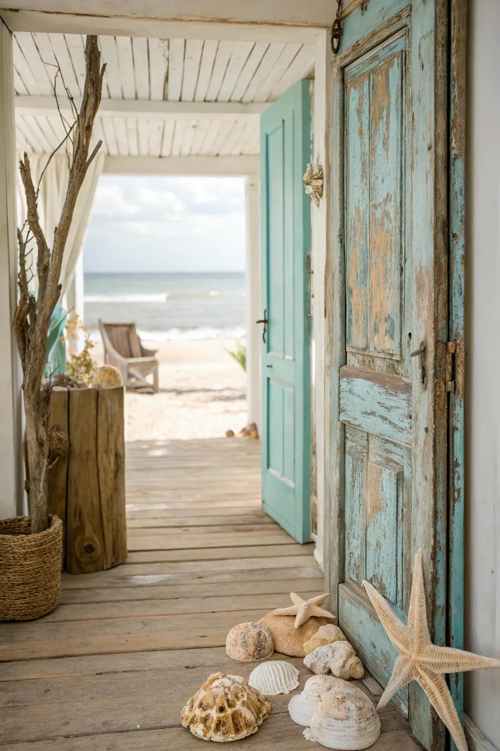 Seaside features create a feeling of calm and relaxation in your entryway.