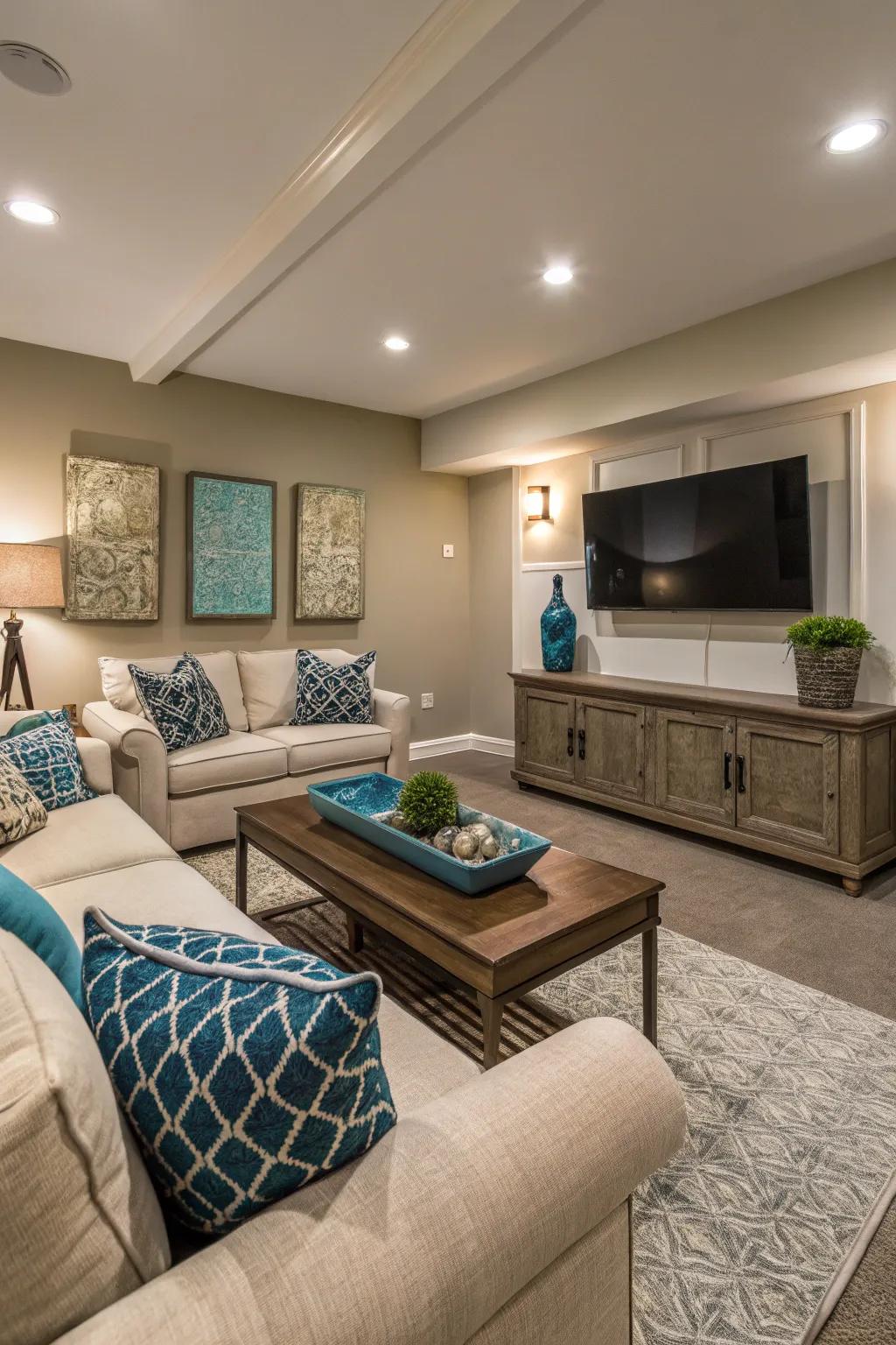 A serene color palette establishes the perfect mood for relaxation.