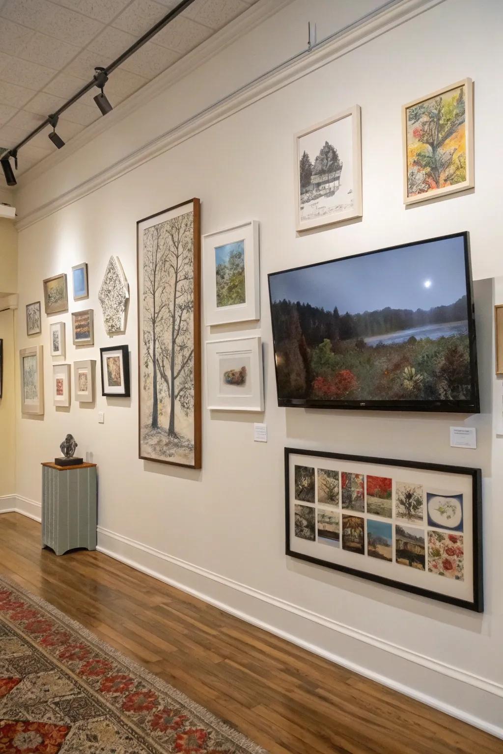 A vignette partition beneath your television adds personality and visual interest.