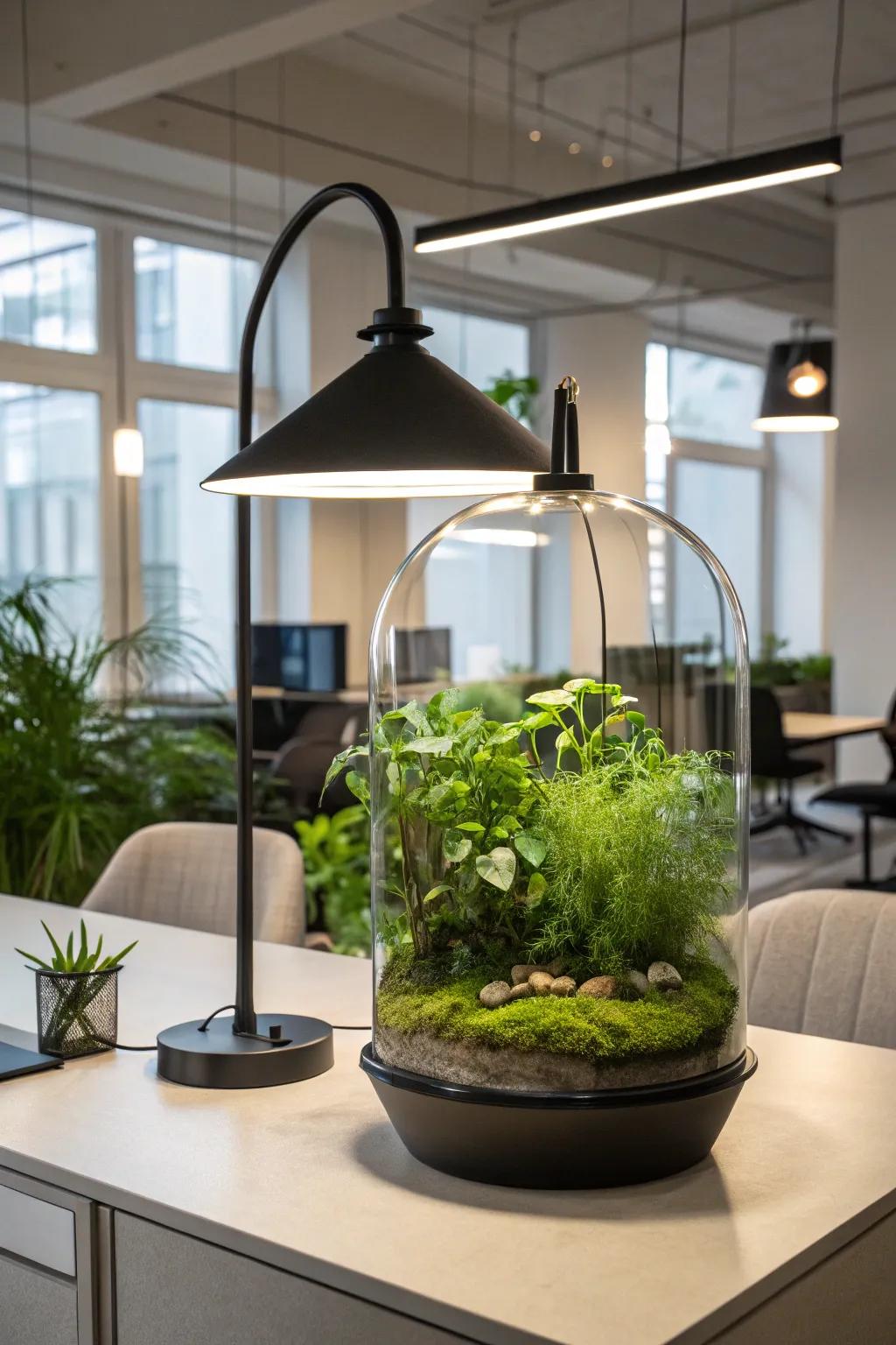 A verdant lamparium, bringing a hint of nature indoors.