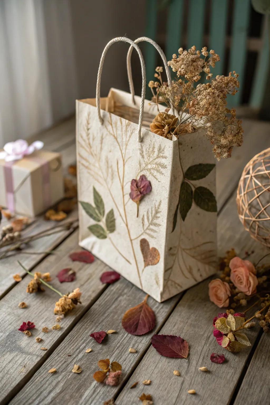 Nature-inspired gift featuring dehydrated flowers.