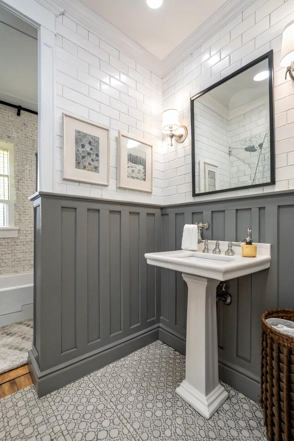 Batten wainscoting creates a striking and unique statement.