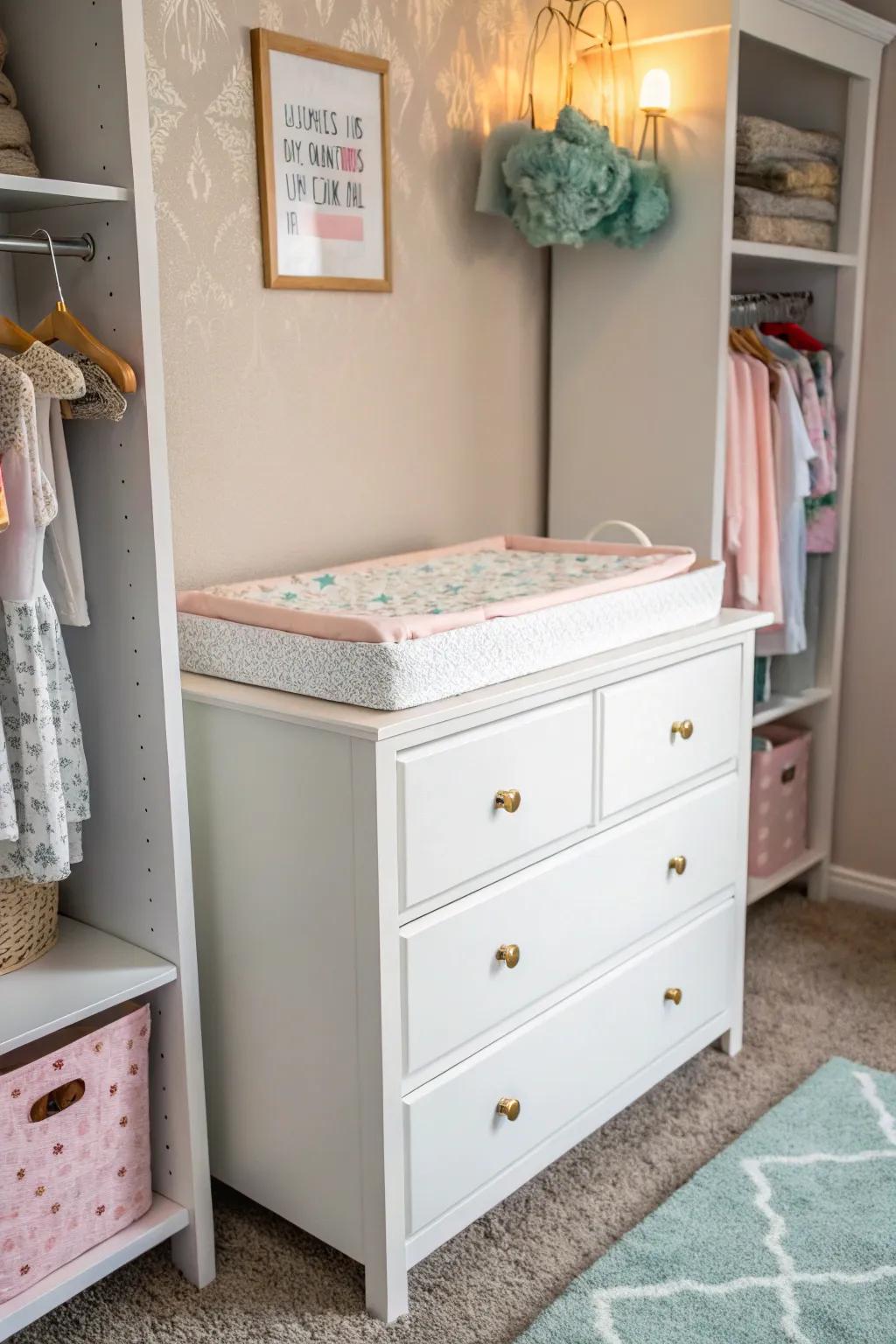 A multi-use dresser saves valuable space.