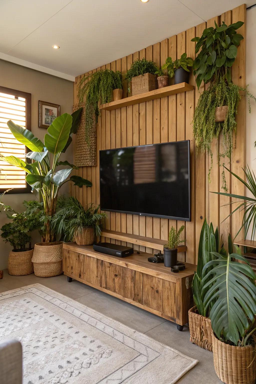 Natural elements can breathe vitality into your TV decor.