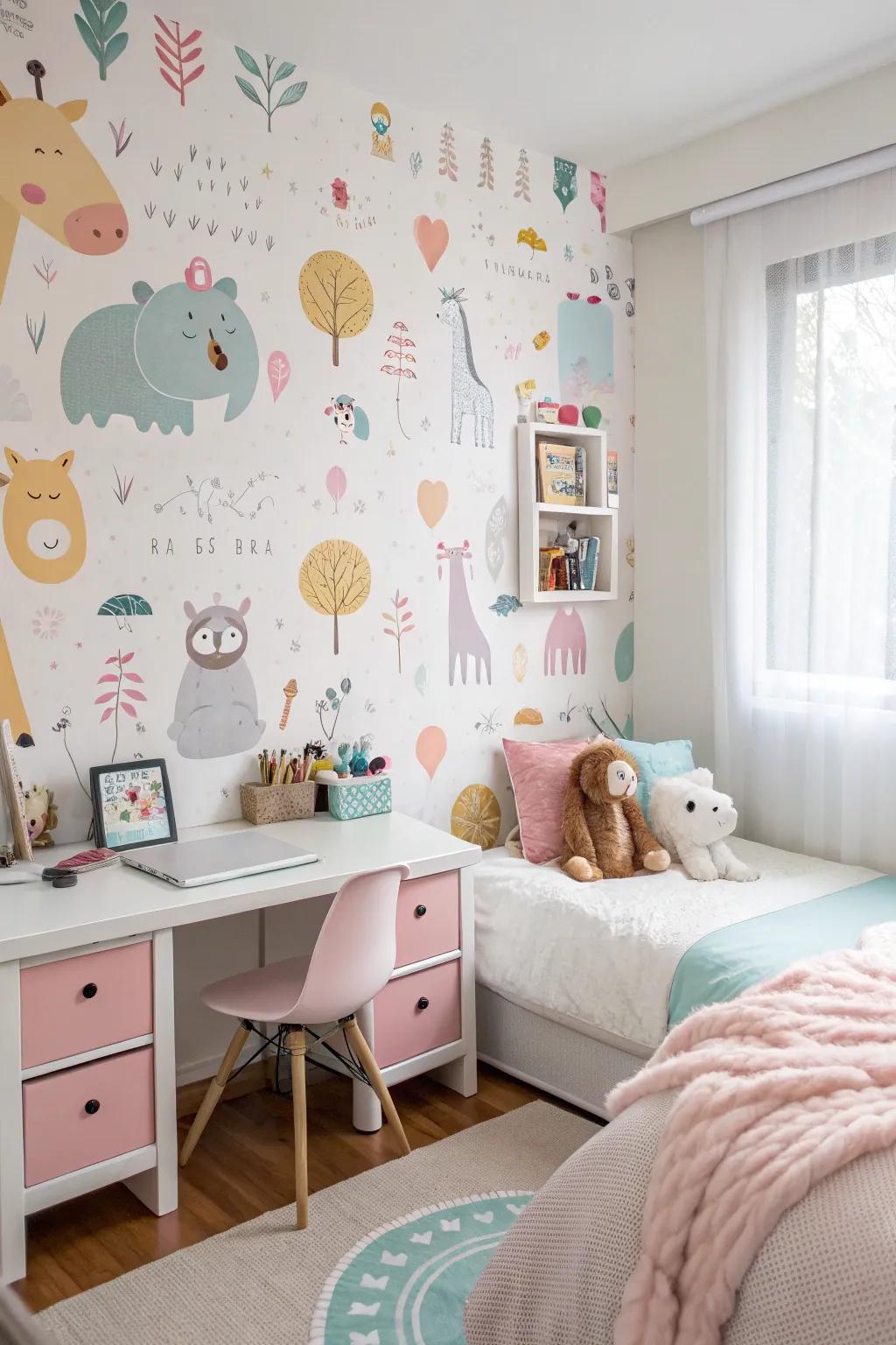 Creature themes add a spirited and enjoyable element to a girl's room.