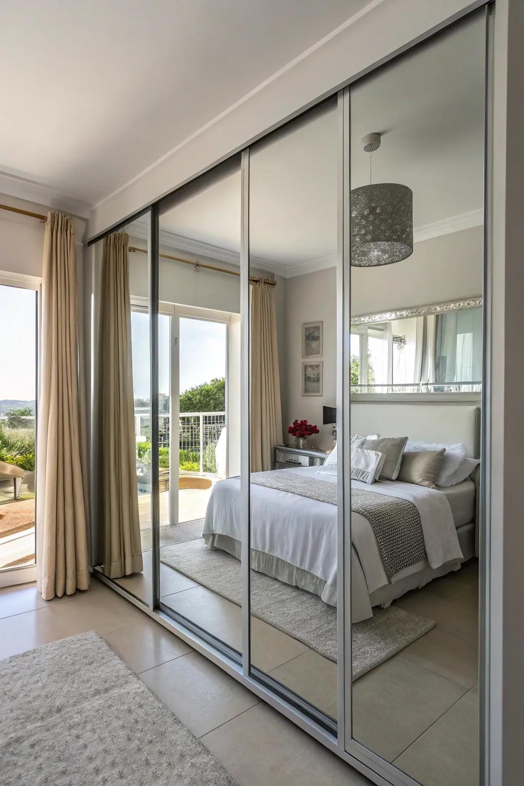 Mirrored wardrobe doors for a spacious feel.