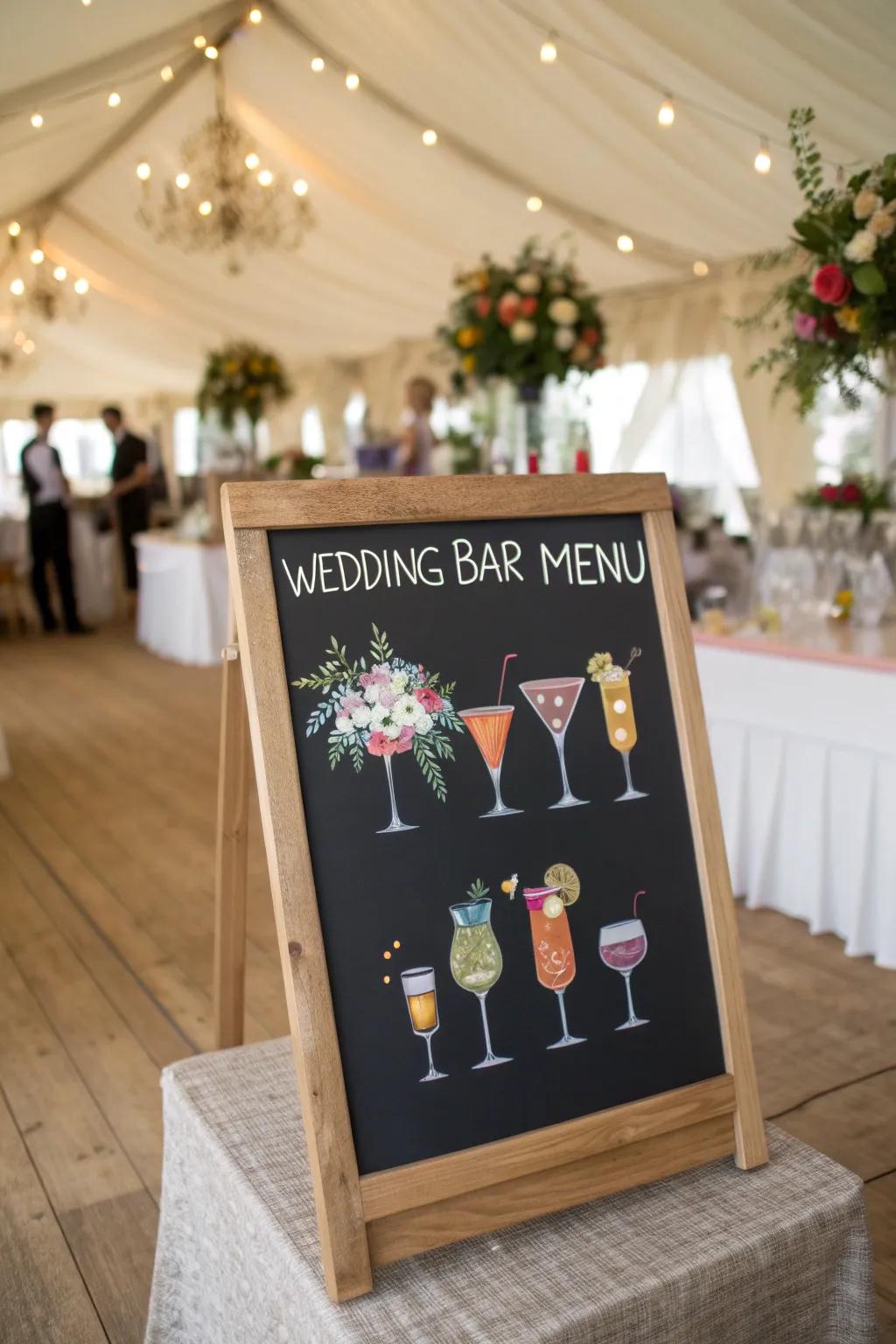 A fun bar menu with witty drink names.