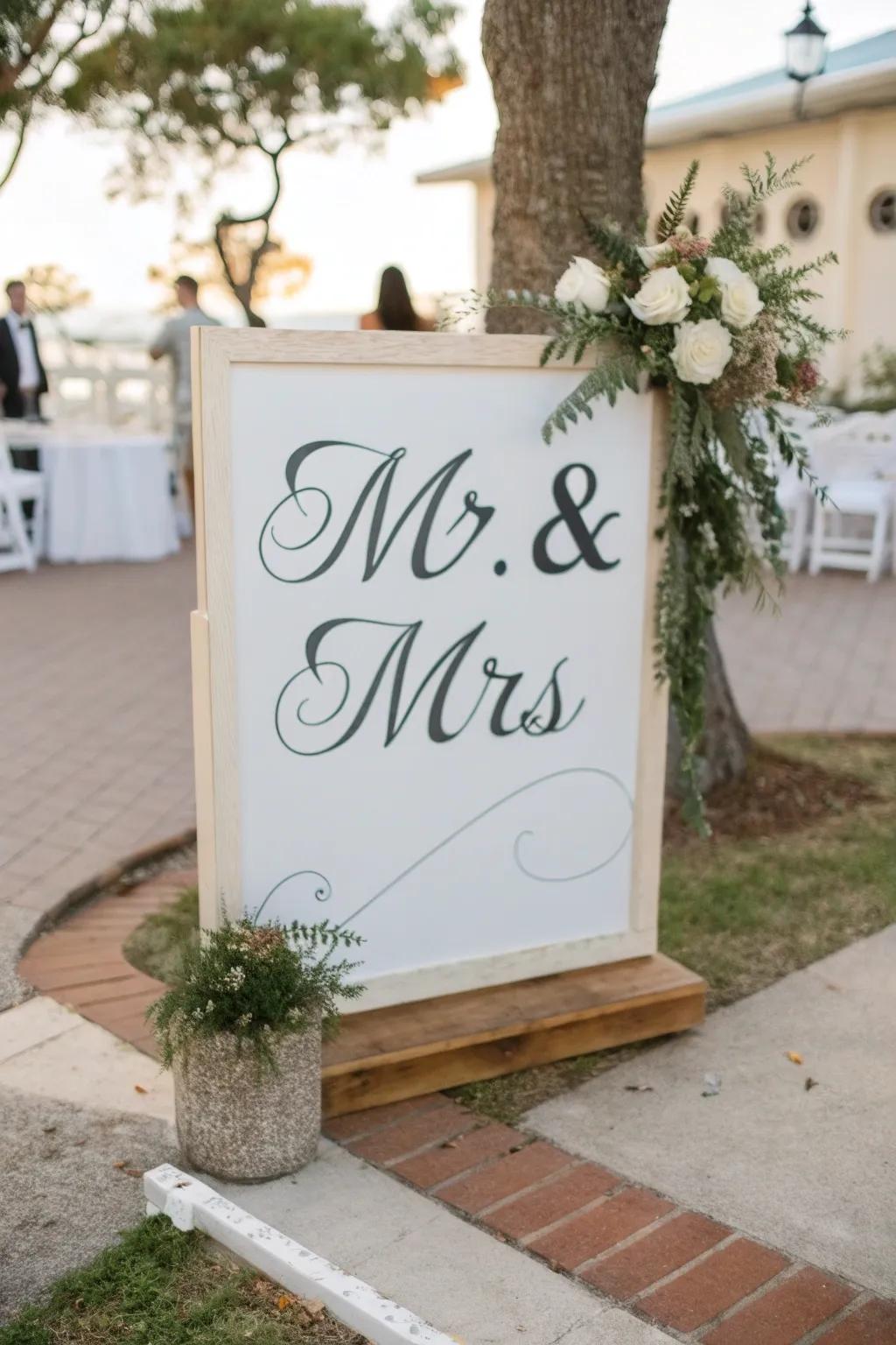 Calligraphy introduces an element of refined elegance to wedding displays.