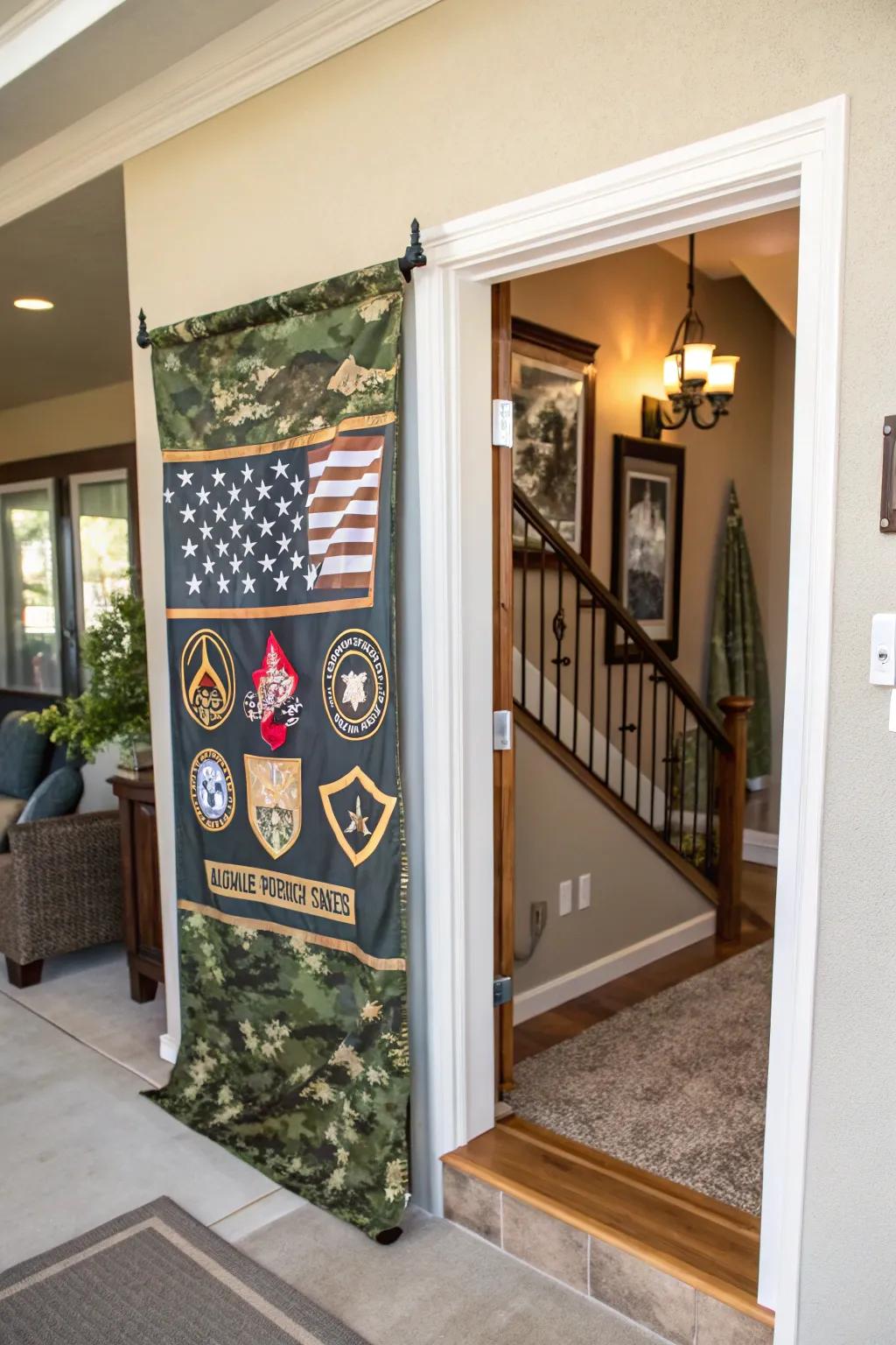 Honor service members with a themed poster.